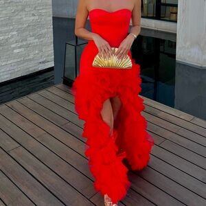 Red Fluffy BCBG Max Azria Dress